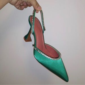 Rhinestones satin Women Pumps Slippers Elegant Pointed toe High heels
